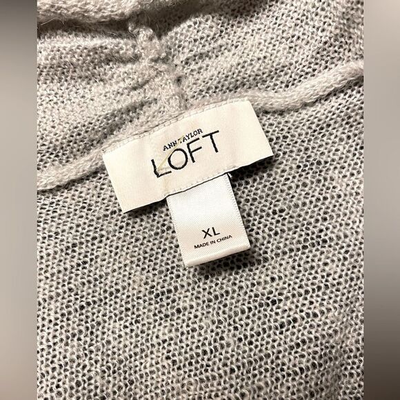 Loft Womens Open Front Cardigan Sweater Gray Shawl Collar Crochet Knit Boho XL - Picture 4 of 5